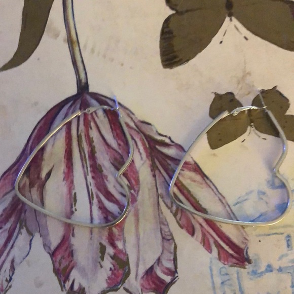 The Beverly Silver or Gold sparkle heart shaped hoop earrings. - Picture 7 of 7